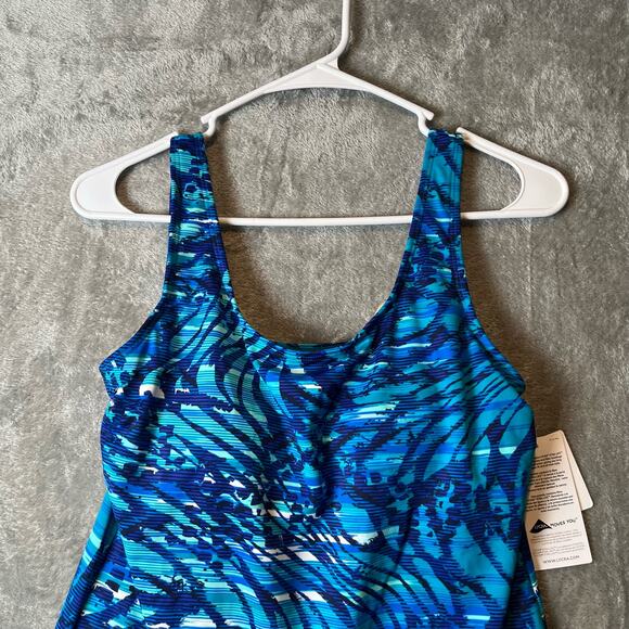 L.L. Bean Sz 6 Sun-blocking Scoop Neck Tankini Top Blue Women's New - Picture 2 of 9
